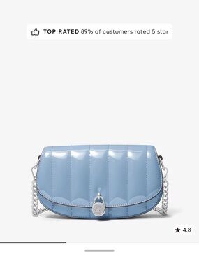 NEW Michael Kors Glossy Quilted Crossbody Bag in Light Blue with Silver Chain